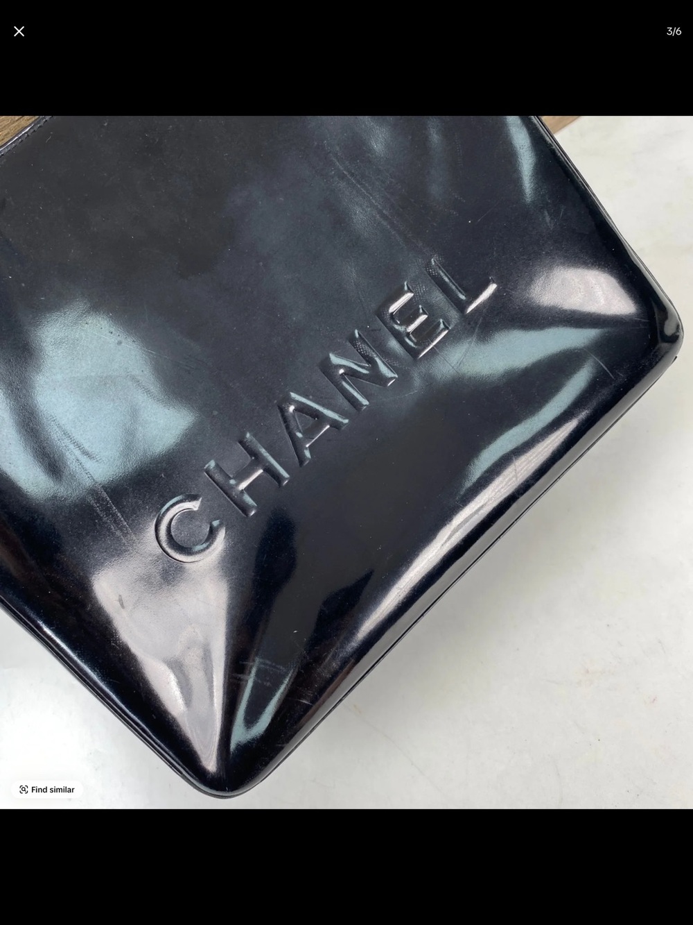 CHANEL Black Patent Leather Embossed Tote/vintage - Picture 3 of 7